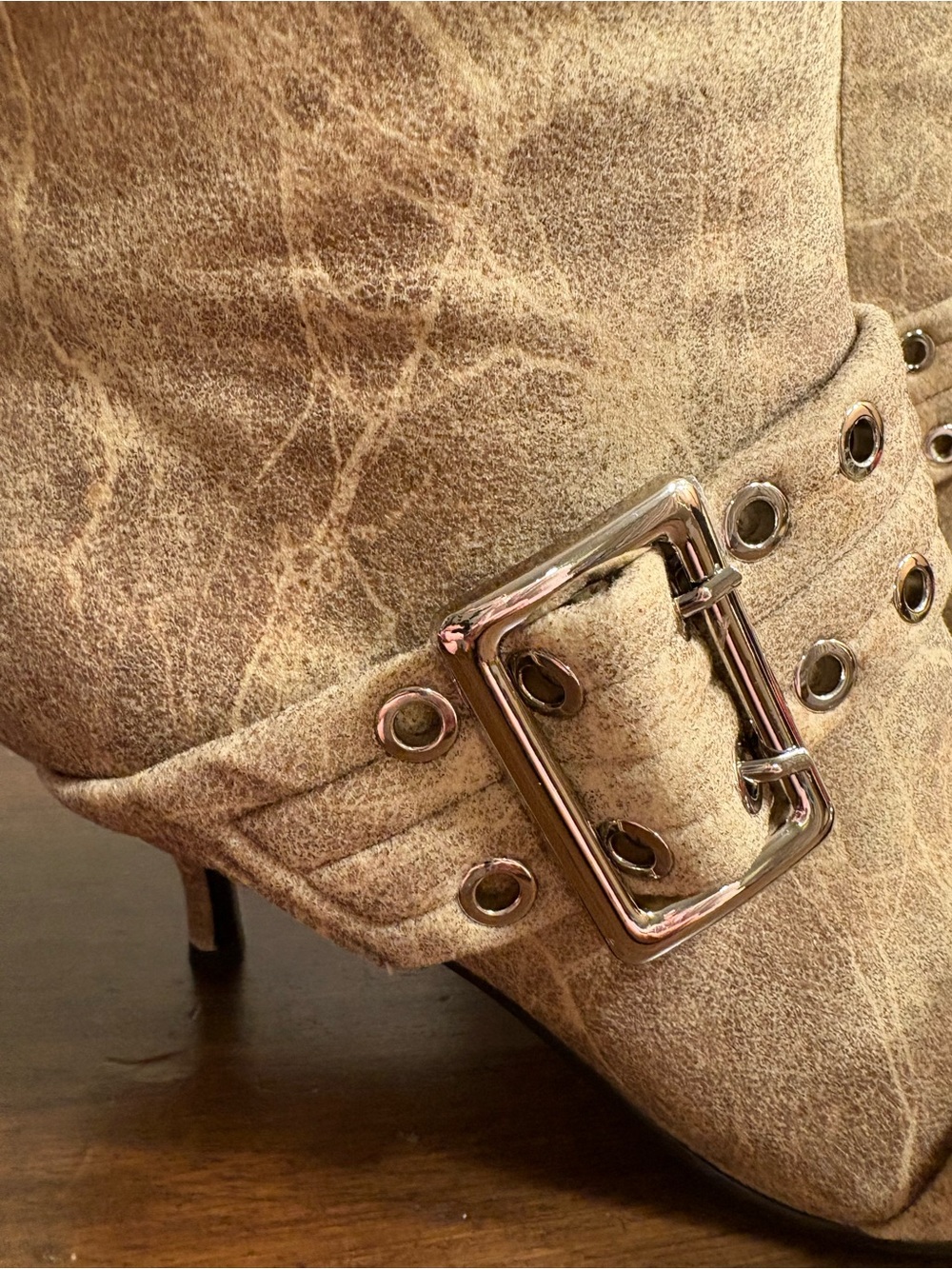 Jeffrey Campbell Up-2-Date Beige Distressed Silver Ankle Boots - Picture 8 of 12